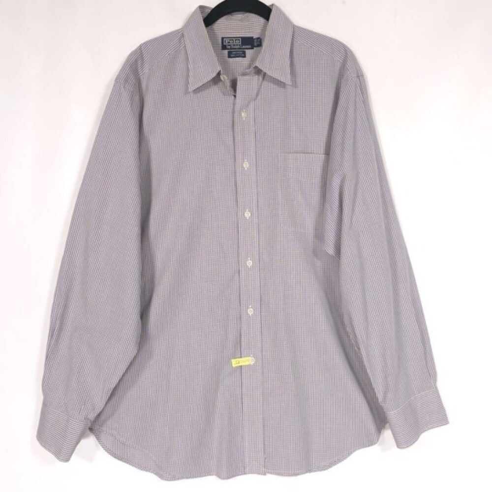 POLO RALPH LAUREN Men's Shirt ANDREW 16.5‎ Mini Check Blue Yellow HONG KONG🇭🇰